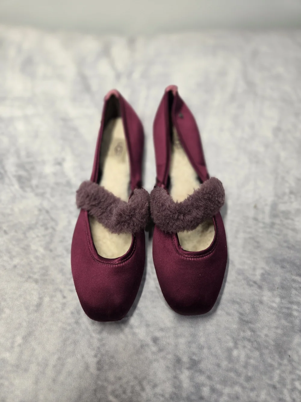 UGG Women's Plush Mary Jane Flats in Burgundy